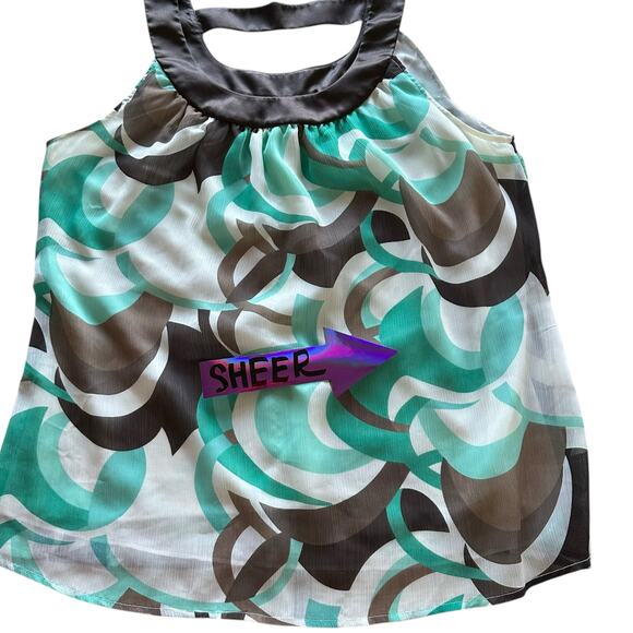 Womens Top Size 18 Teal Cream Brown Geometric Workwear Professional Career - Picture 2 of 8